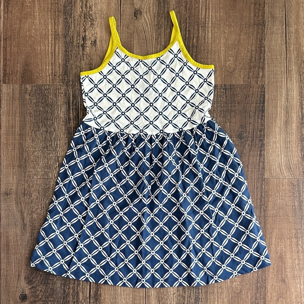 GAP Navy and White Kids Dress with Yellow Trim